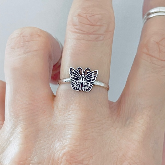 Sterling Silver Small Butterfly Ring, Silver Rings, Spirit Bug Jewelry, Insects - Picture 7 of 13